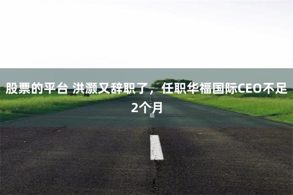 股票的平台 洪灏又辞职了，任职华福国际CEO不足2个月