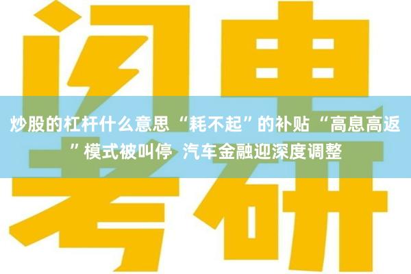 炒股的杠杆什么意思 “耗不起”的补贴 “高息高返”模式被叫停  汽车金融迎深度调整