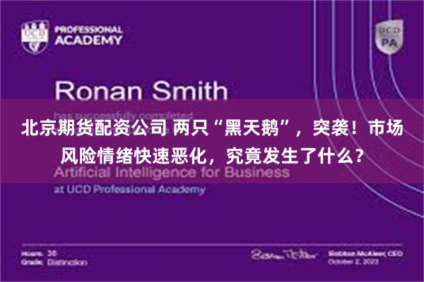 北京期货配资公司 两只“黑天鹅”,突袭!市场风险情绪快速恶化,究竟发生了什么?