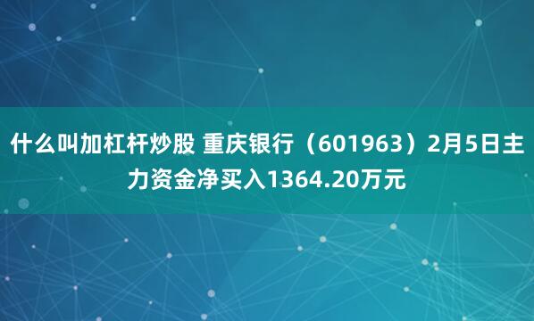 什么叫加杠杆炒股 重庆银行（601963）2月5日主力资金净买入1364.20万元