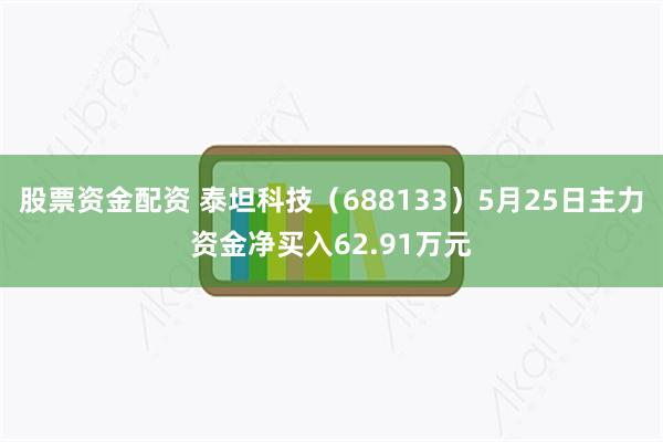 股票资金配资 泰坦科技（688133）5月25日主力资金净买入62.91万元