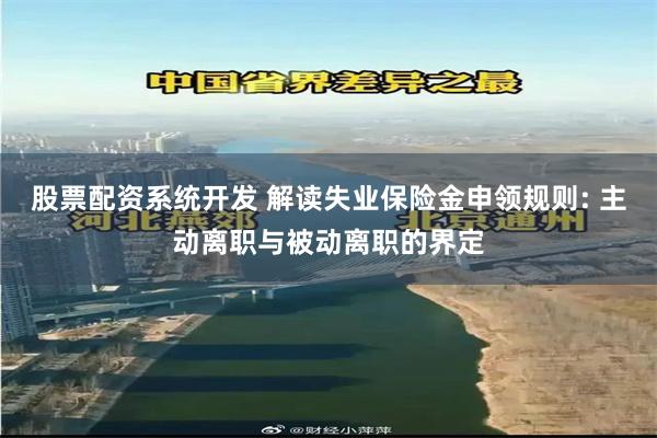 股票配资系统开发 解读失业保险金申领规则: 主动离职与被动离职的界定