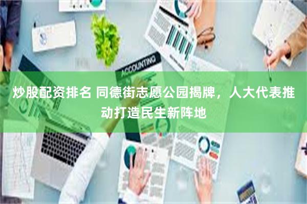 炒股配资排名 同德街志愿公园揭牌，人大代表推动打造民生新阵地