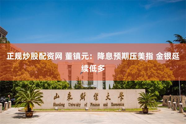 正规炒股配资网 董镇元：降息预期压美指 金银延续低多