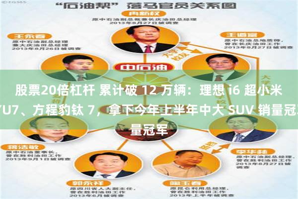 股票20倍杠杆 累计破 12 万辆：理想 i6 超小米 YU7、方程豹钛 7，拿下今年上半年中大 SUV 销量冠军