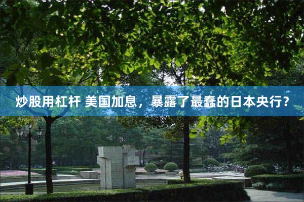炒股用杠杆 美国加息，暴露了最蠢的日本央行？