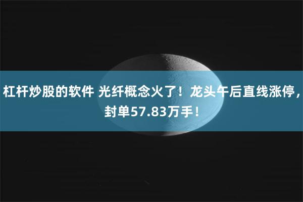 杠杆炒股的软件 光纤概念火了！龙头午后直线涨停，封单57.83万手！