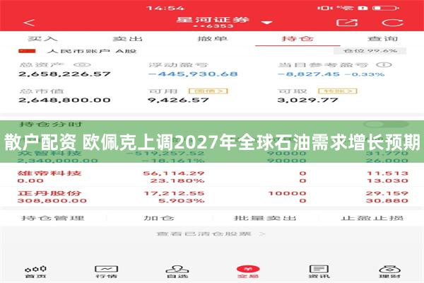 散户配资 欧佩克上调2027年全球石油需求增长预期