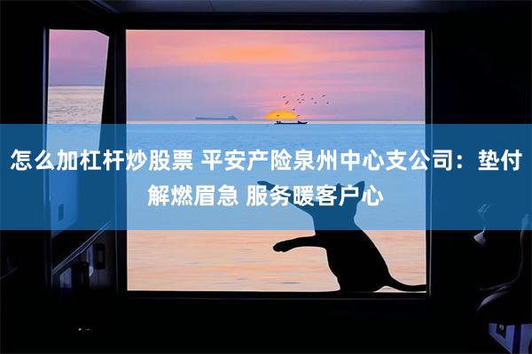 怎么加杠杆炒股票 平安产险泉州中心支公司：垫付解燃眉急 服务暖客户心